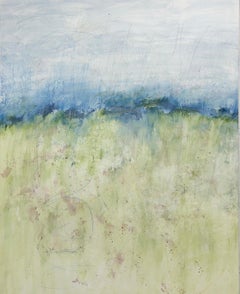Silent Breeze, blue, soft green, texture, original, unframed