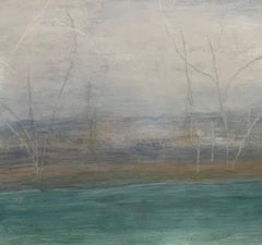 Spring Foliage Rising, River art, Chestatee river, original art, blue green art