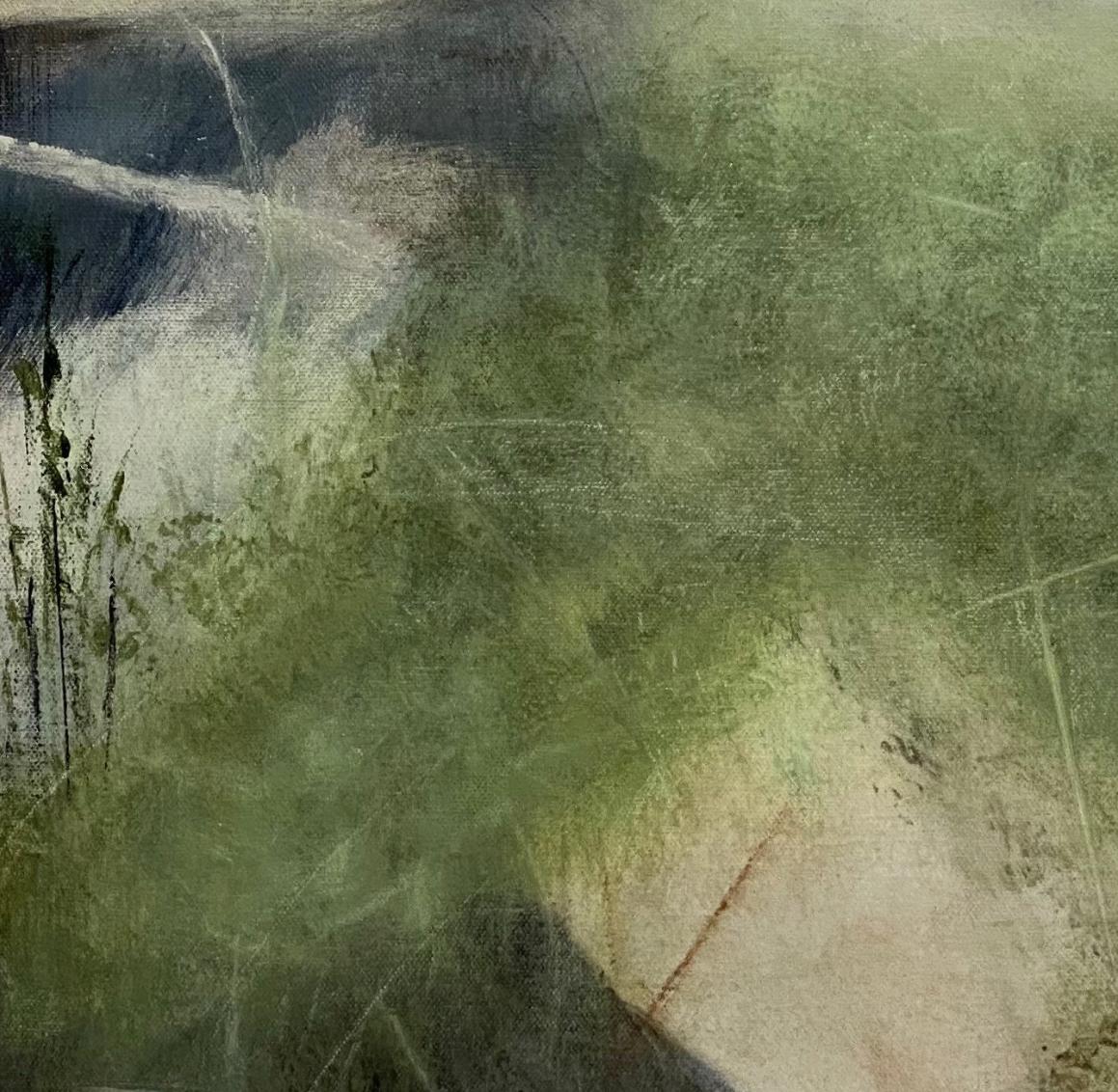 Alegría primaveral, azul, verde, neutro, paisaje contemporáneo, 2021, Acrílico en venta 1