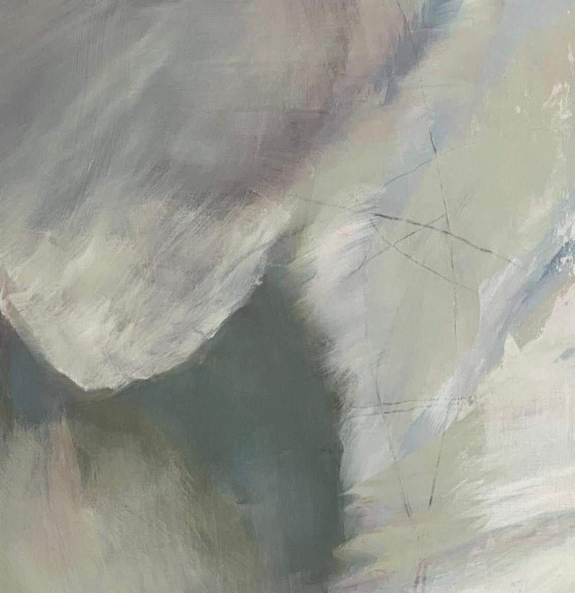 Sweet affection, 2021, impressionnisme contemporain, neutre, blanc, rose, crèche - Impressionnisme abstrait Painting par Juanita Bellavance 