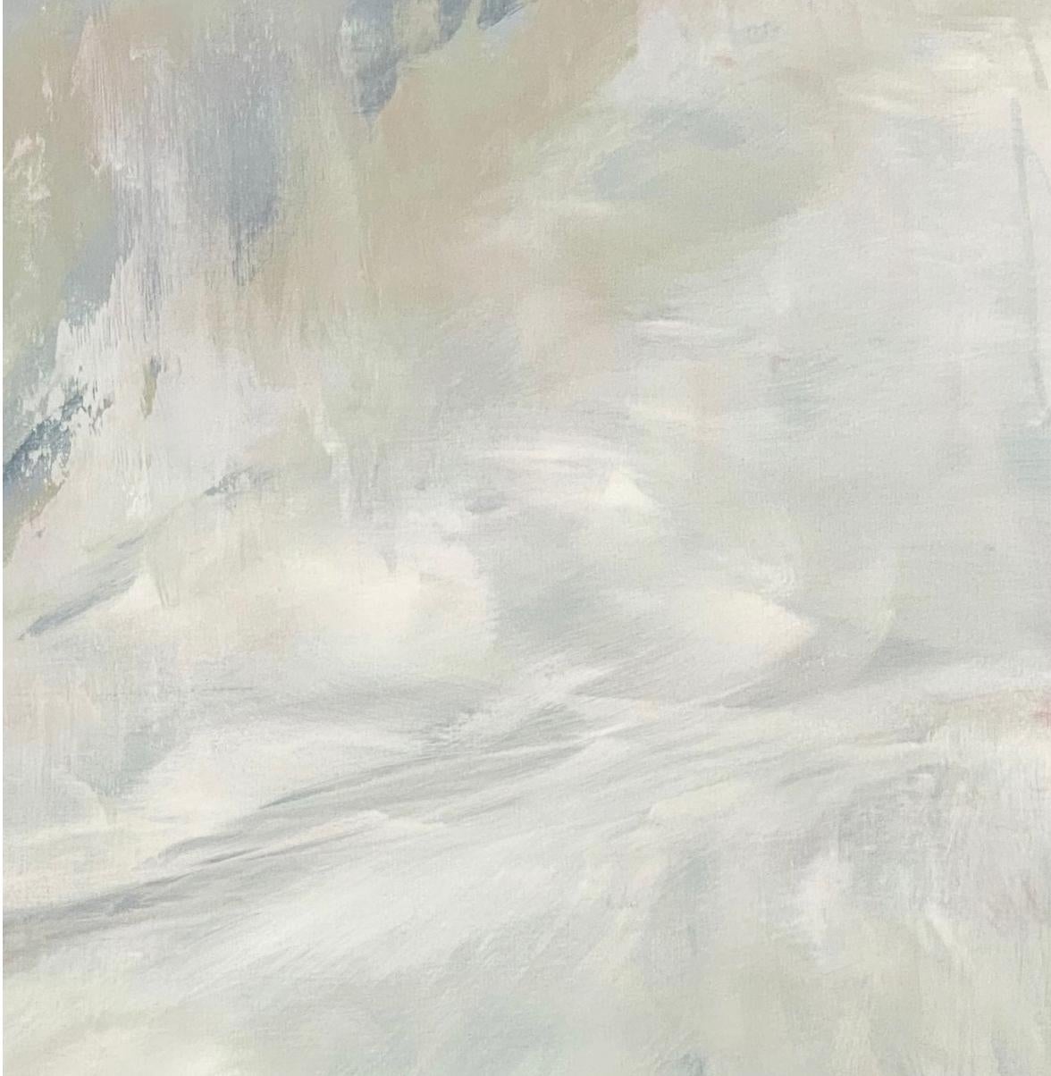 Sweet affection, 2021, impressionnisme contemporain, neutre, blanc, rose, crèche - Gris Animal Painting par Juanita Bellavance 