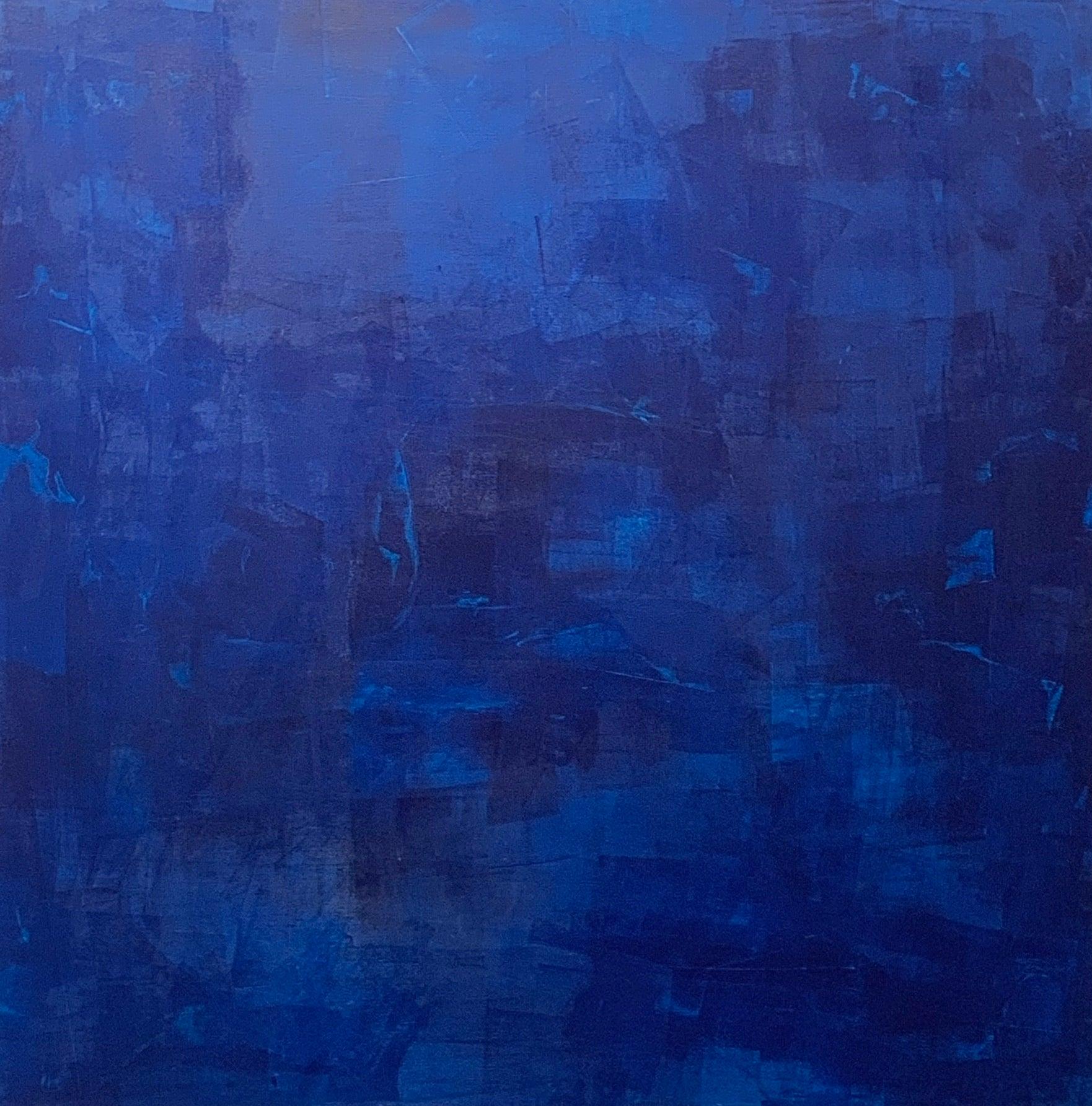 The deep sea, Contemporary ocean, dark blue, ocean essence, Florida art - Painting by Juanita Bellavance 