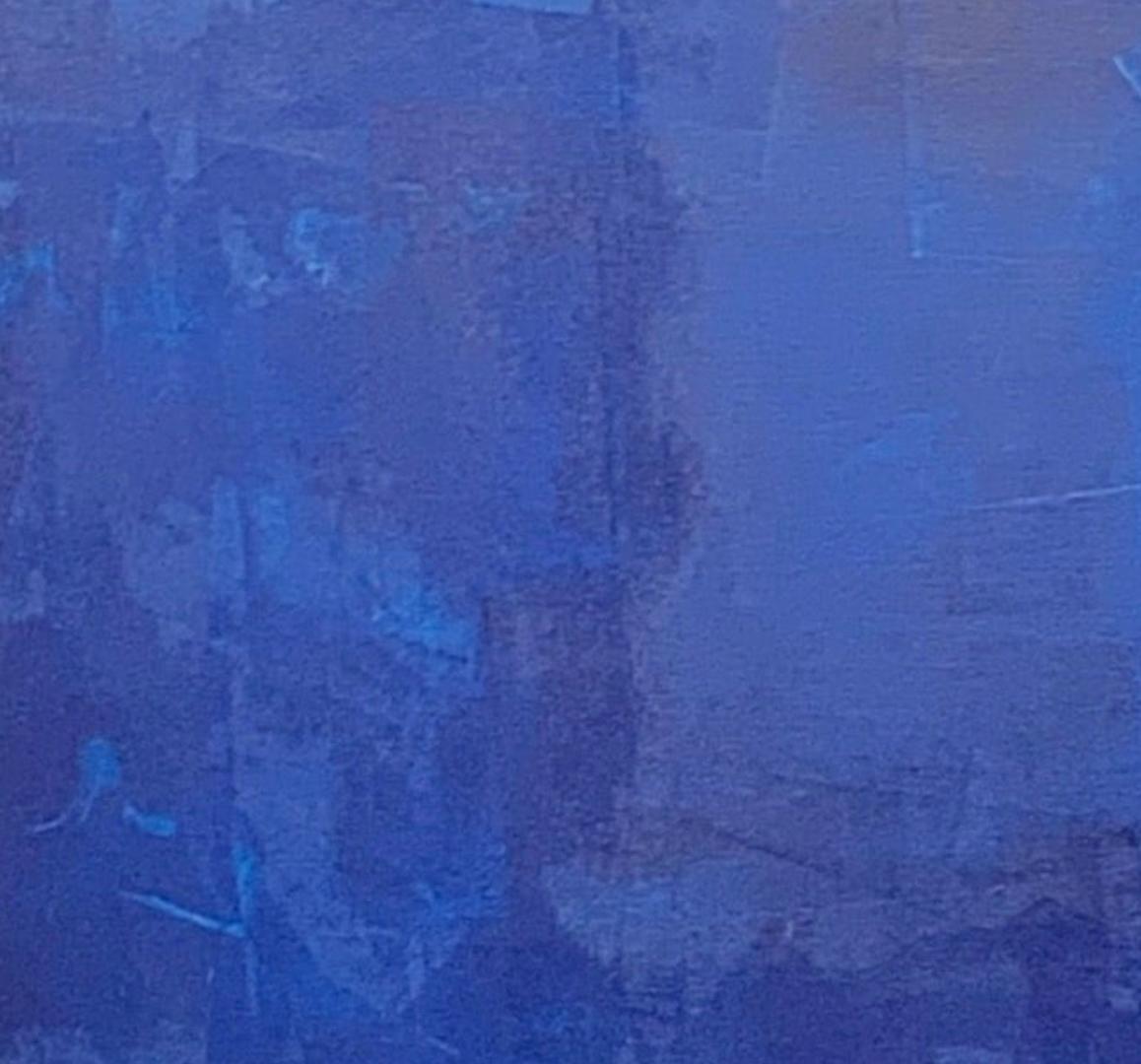 La mer profonde, océan contemporain, bleu foncé, essence de l'océan, art de Floride - Impressionnisme abstrait Painting par Juanita Bellavance 
