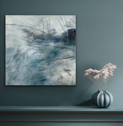 The Journey Begins, blaues, graues zeitgenössisches Landschaftsgemälde