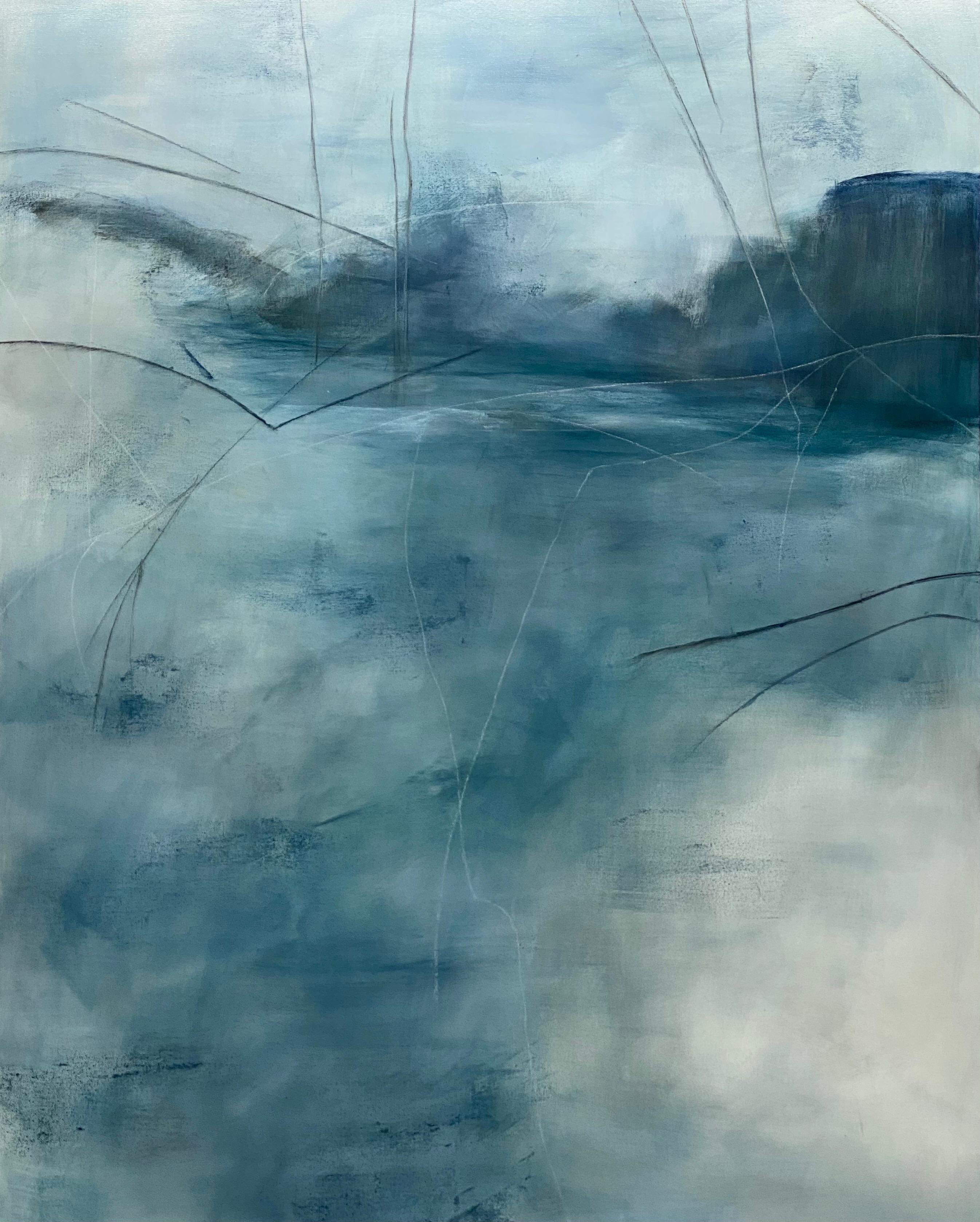 Juanita Bellavance  Abstract Painting – Sense of Spirit, From the Chestatee River Portfolio, zeitgenössisches Wasser, blau