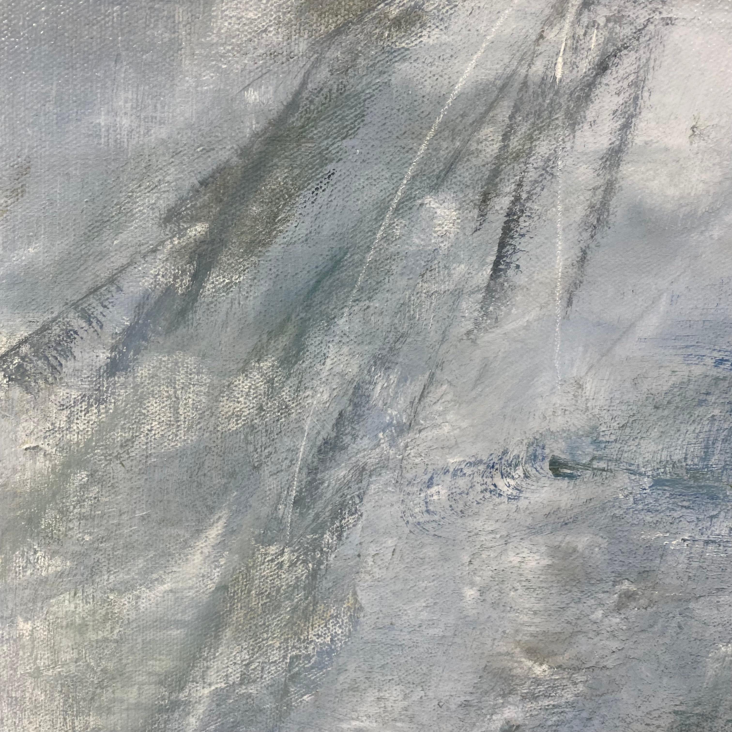The Journey Begins, blue, gray contemporary landscape painting For Sale 2