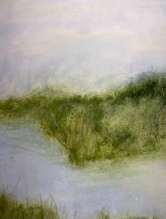 "The Land: Where the Water Waits", dipinto originale ad acrilico raffigurante un paesaggio, 36 x 48