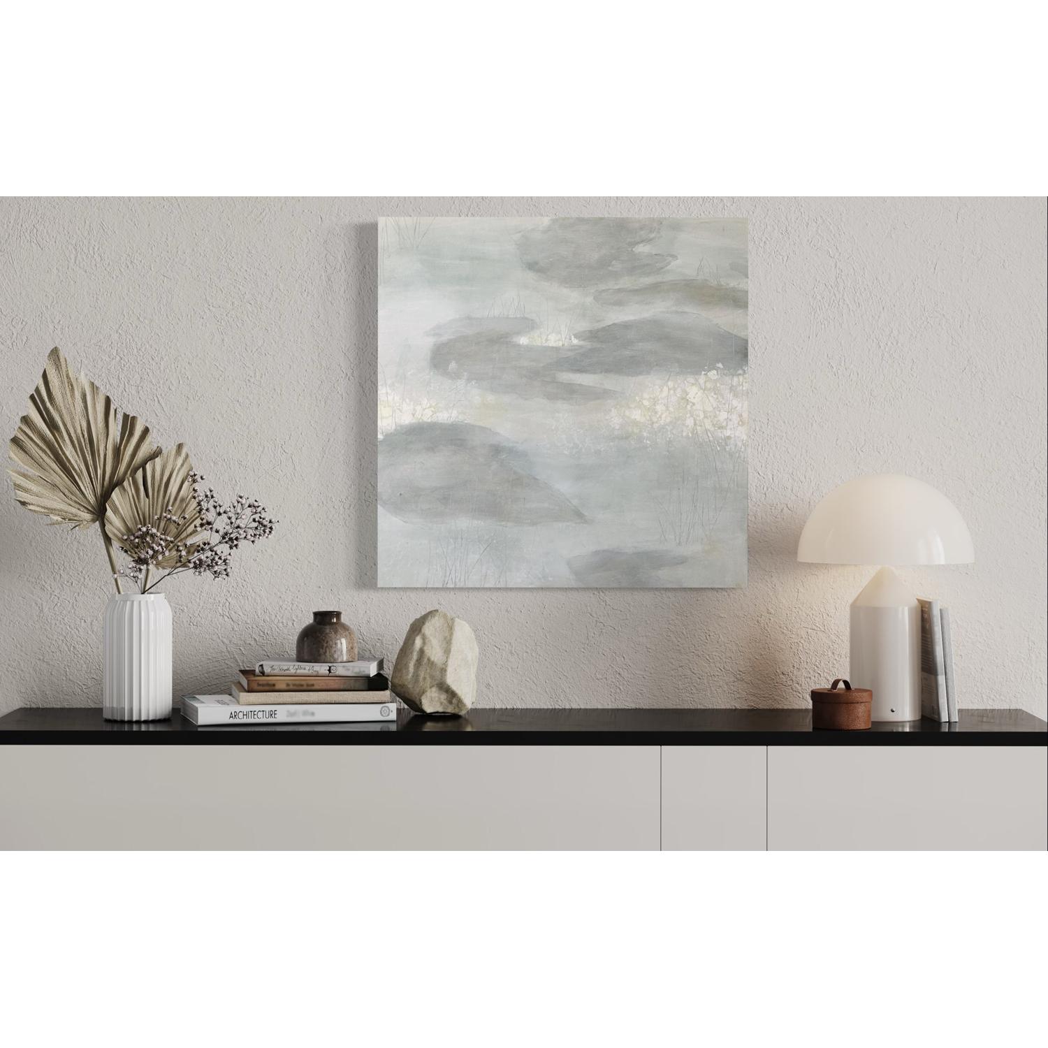 The Pond in February 2, lily pond, neutral, soft art For Sale 1