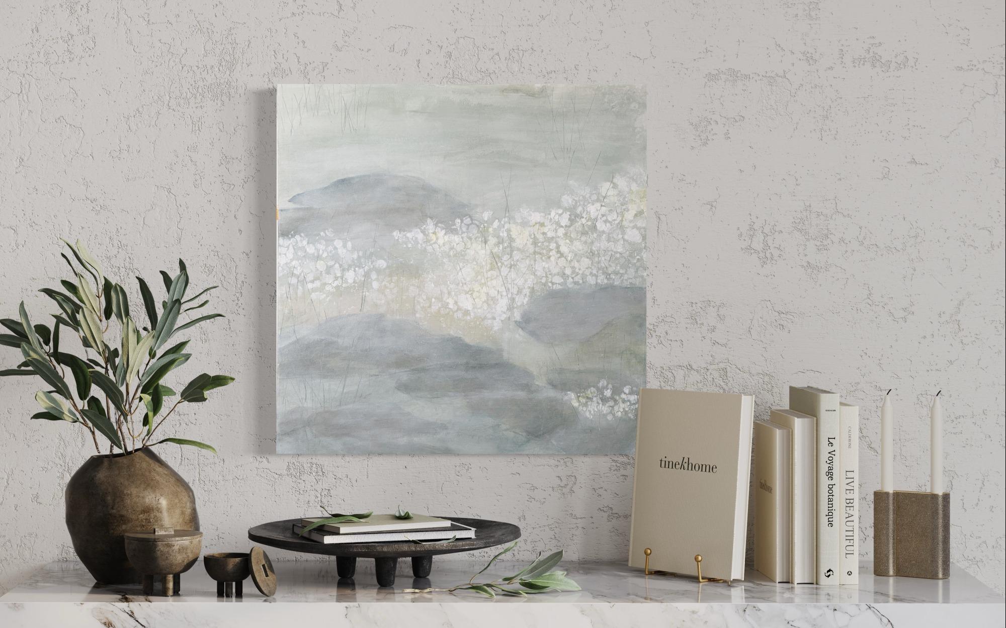 The Pond in February 3, lily pond, neutral, soft art For Sale 2
