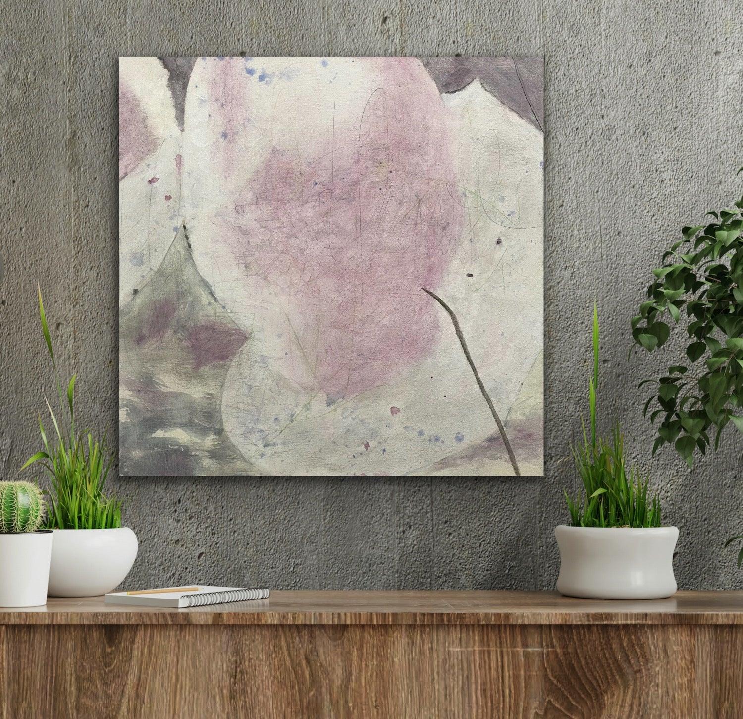 Variation 11, pink, white, nature inspired leaf composition seems floral For Sale 6
