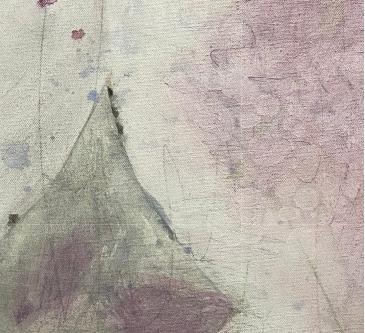 Variation 11, pink, white, nature inspired leaf composition seems floral For Sale 1