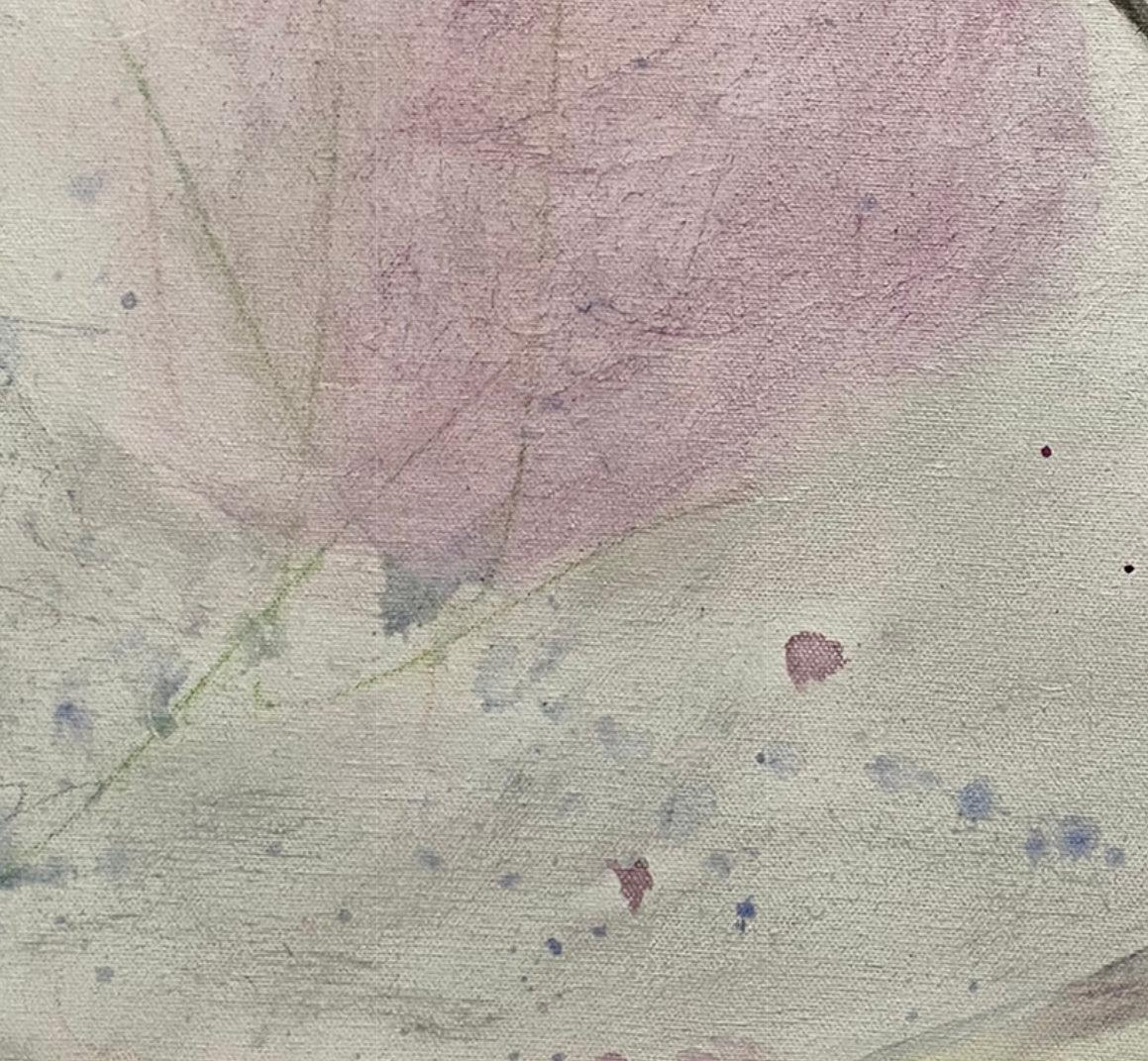 Variation 11, pink, white, nature inspired leaf composition seems floral For Sale 3