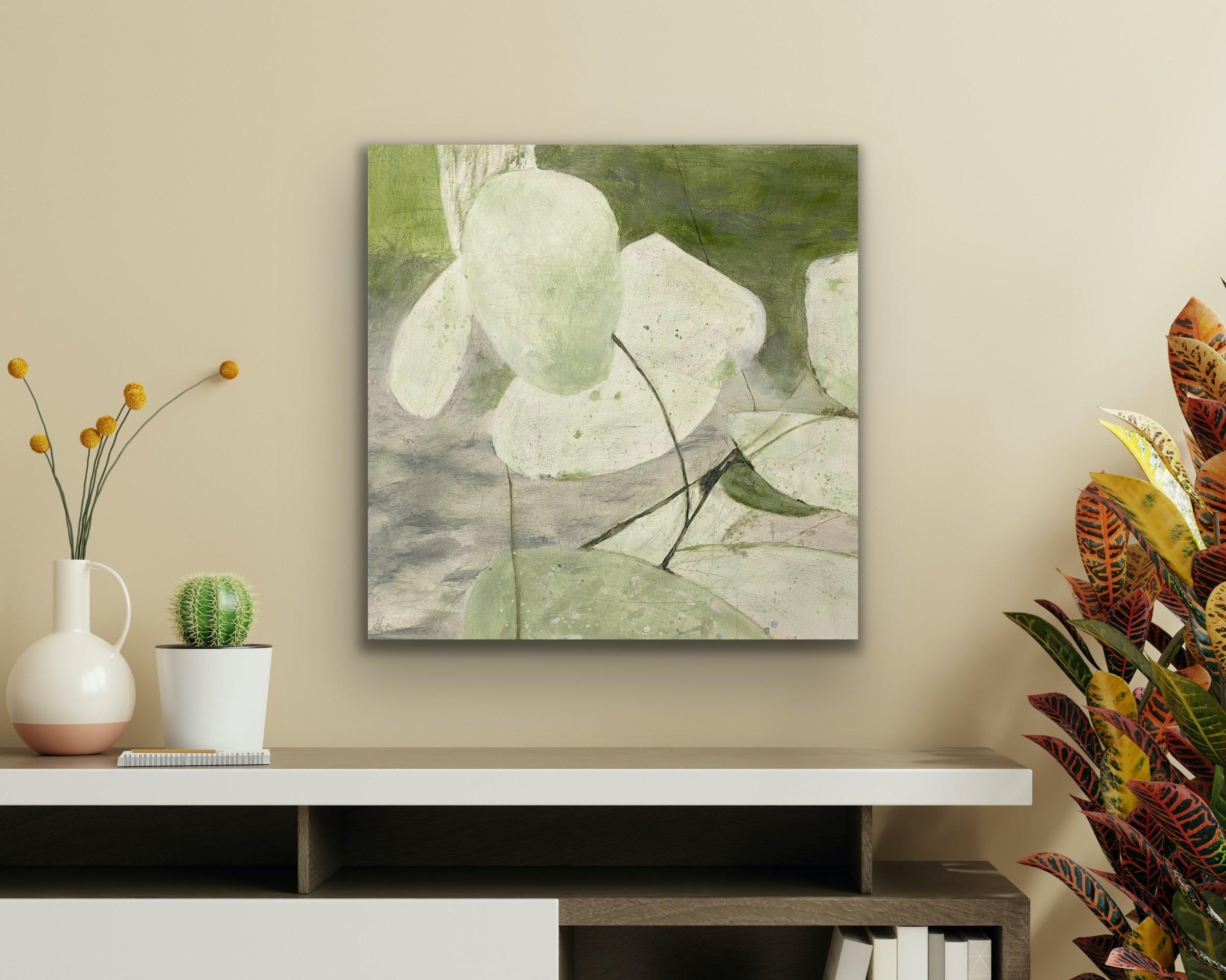 Variazione 12, verde, bianco, composizione botanica moderna in vendita 5