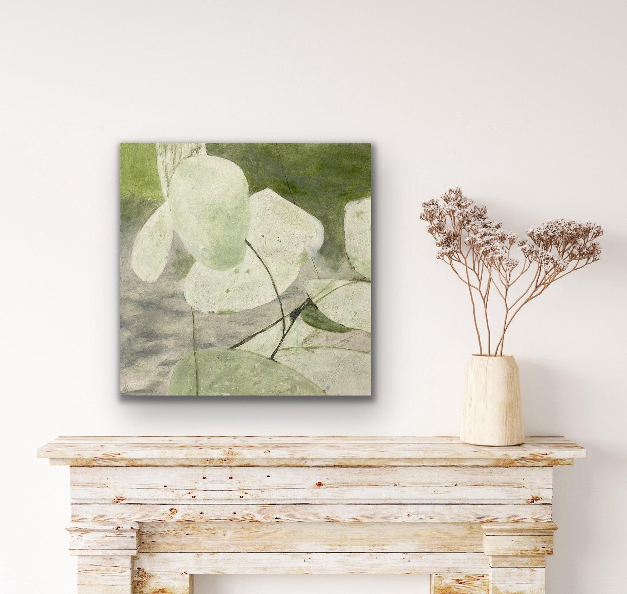 Variazione 12, verde, bianco, composizione botanica moderna in vendita 6