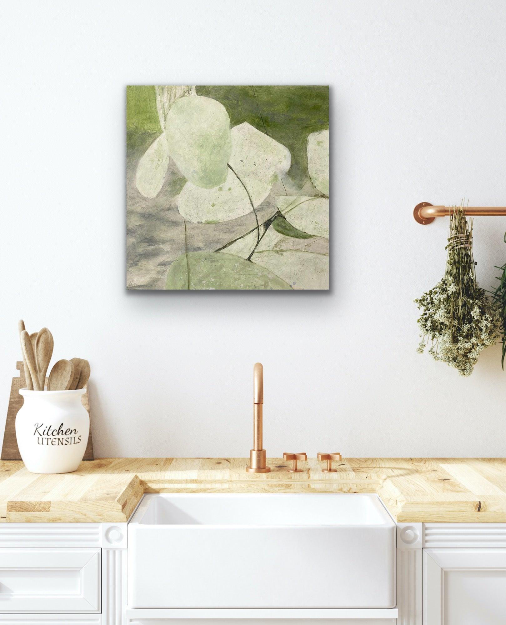 Variazione 12, verde, bianco, composizione botanica moderna in vendita 7