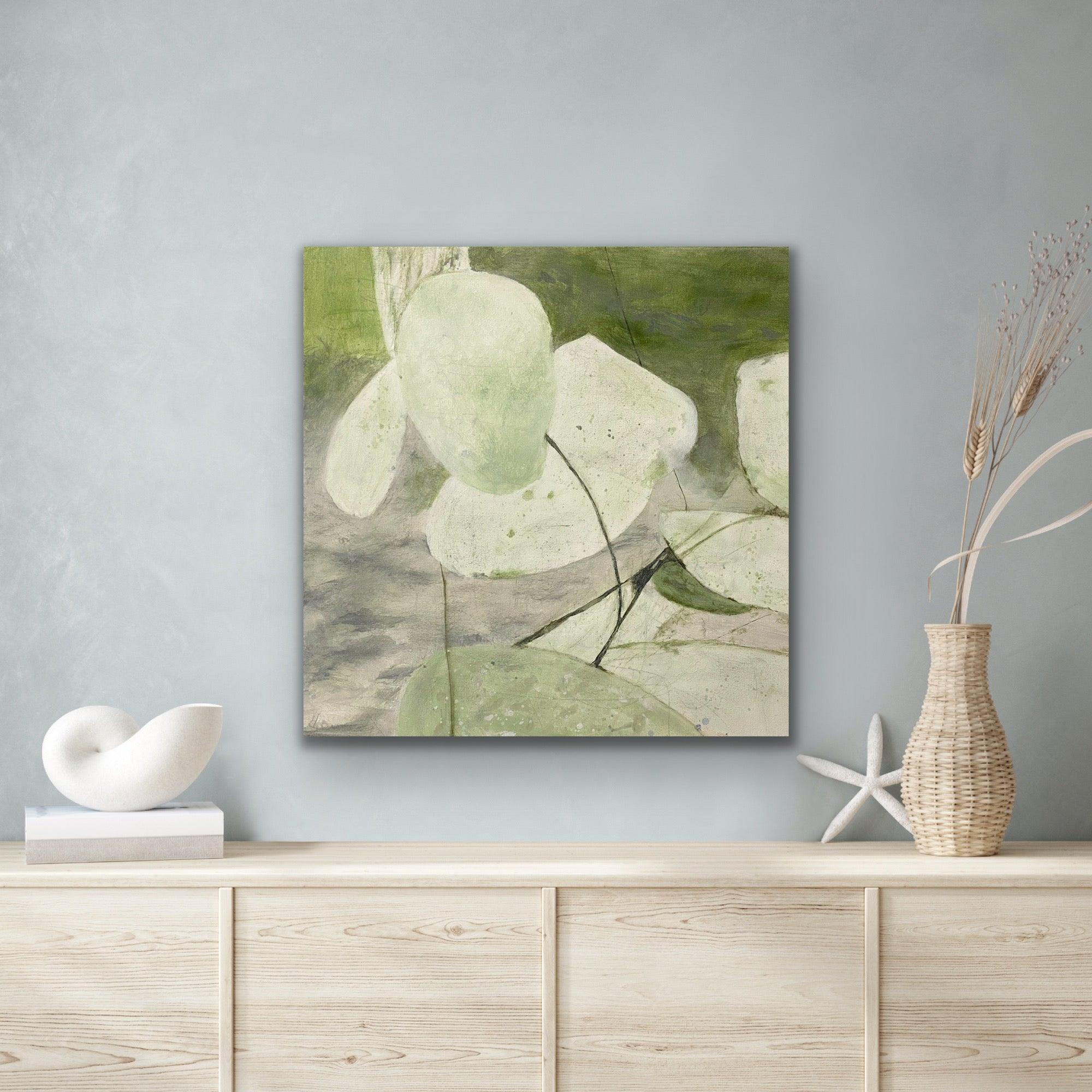 Variazione 12, verde, bianco, composizione botanica moderna in vendita 9
