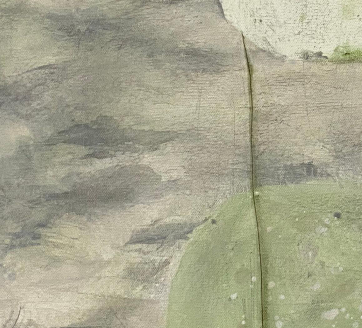 Variazione 12, verde, bianco, composizione botanica moderna - Painting di Juanita Bellavance 