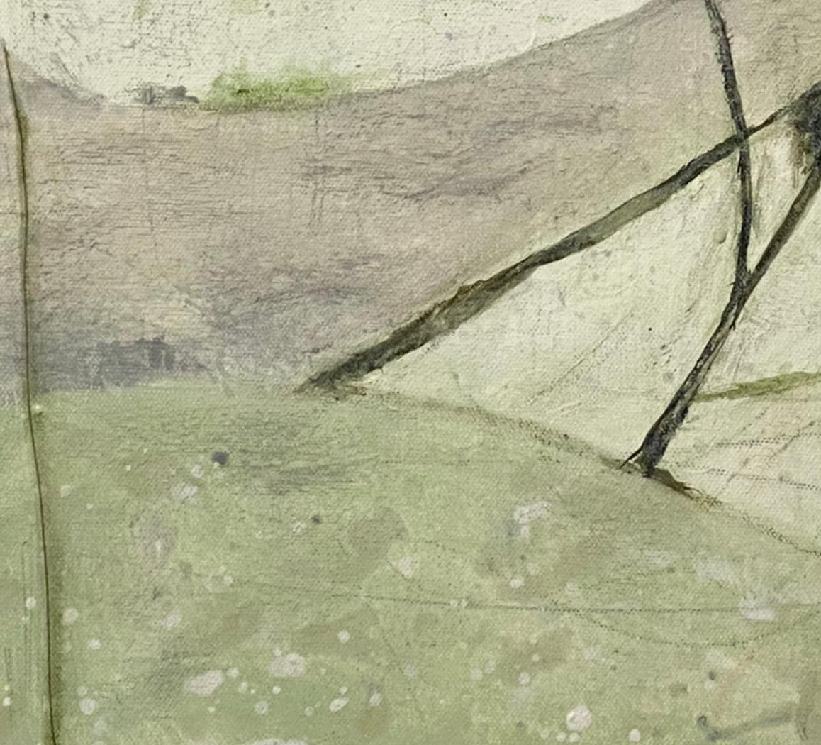 Variazione 12, verde, bianco, composizione botanica moderna - Painting Impressionismo astratto di Juanita Bellavance 