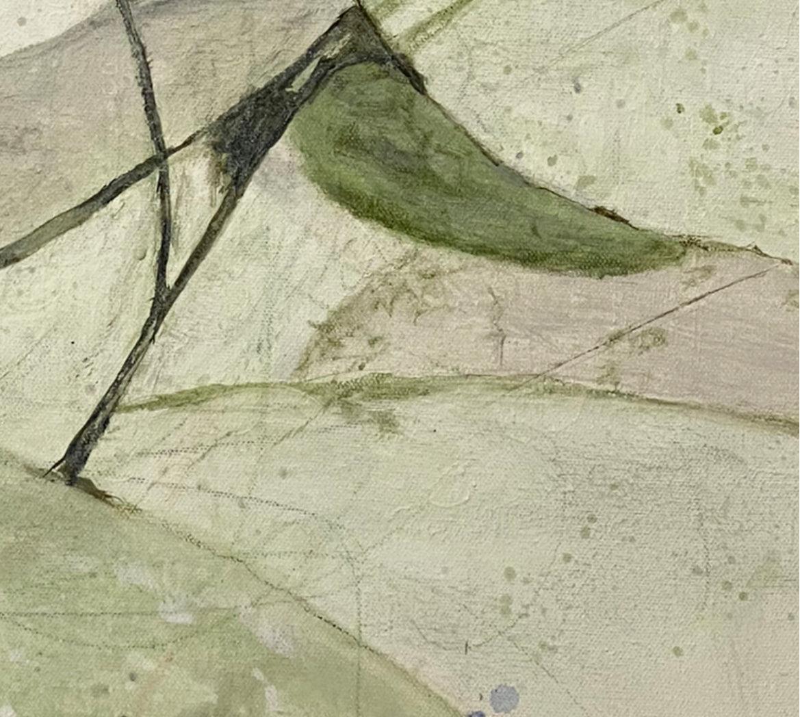 Variazione 12, verde, bianco, composizione botanica moderna - Abstract Painting Beige di Juanita Bellavance 