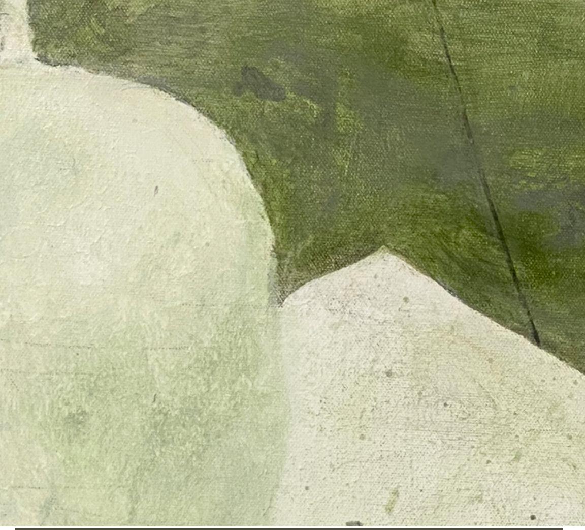 Variazione 12, verde, bianco, composizione botanica moderna in vendita 2