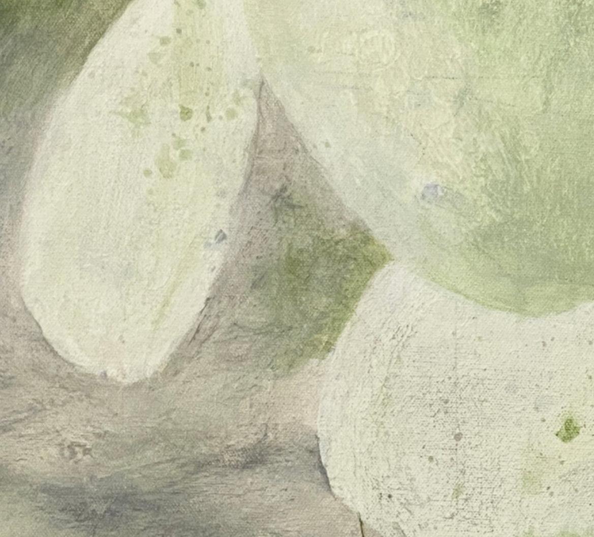 Variazione 12, verde, bianco, composizione botanica moderna in vendita 4
