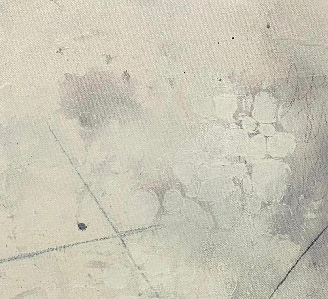 Variazione 15, Greene & Greene, bianco, Arte murale contemporanea, colori freschi di primavera - Painting Impressionismo astratto di Juanita Bellavance 