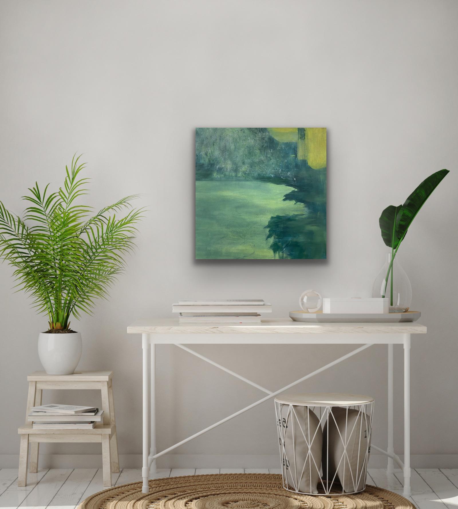 Variation 2, green, contemporary landscape, green field, nature inspired  For Sale 5