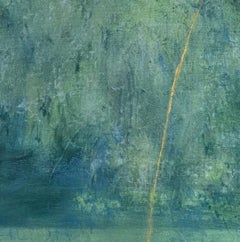 Variación 2, verde, paisaje contemporáneo, campo verde, inspirado en la naturaleza