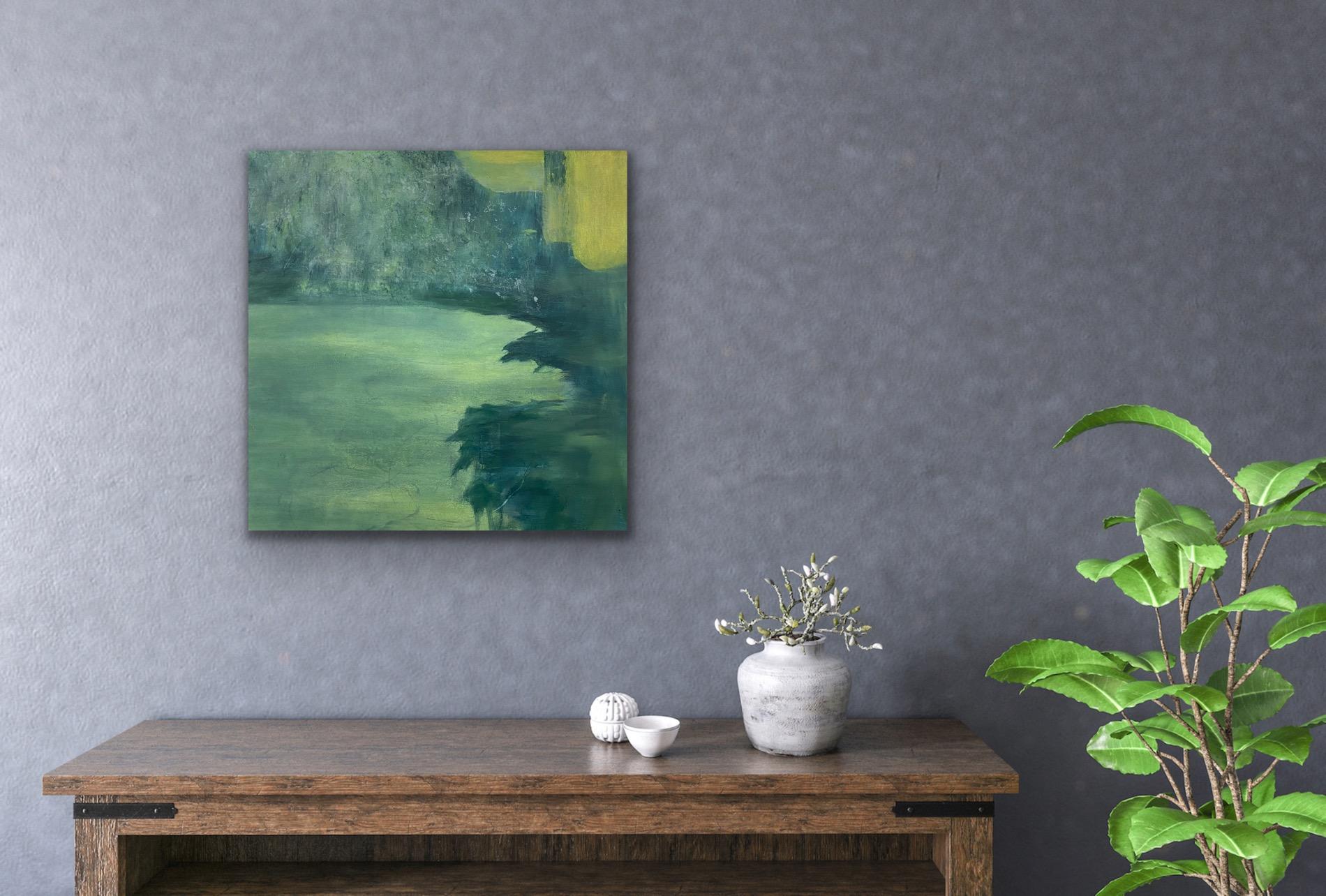 Variation 2, green, contemporary landscape, green field, nature inspired  For Sale 4