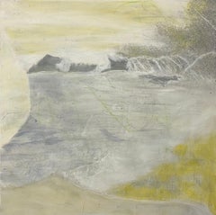 Variation 8, yellow and gray contemporary abstract landscape  