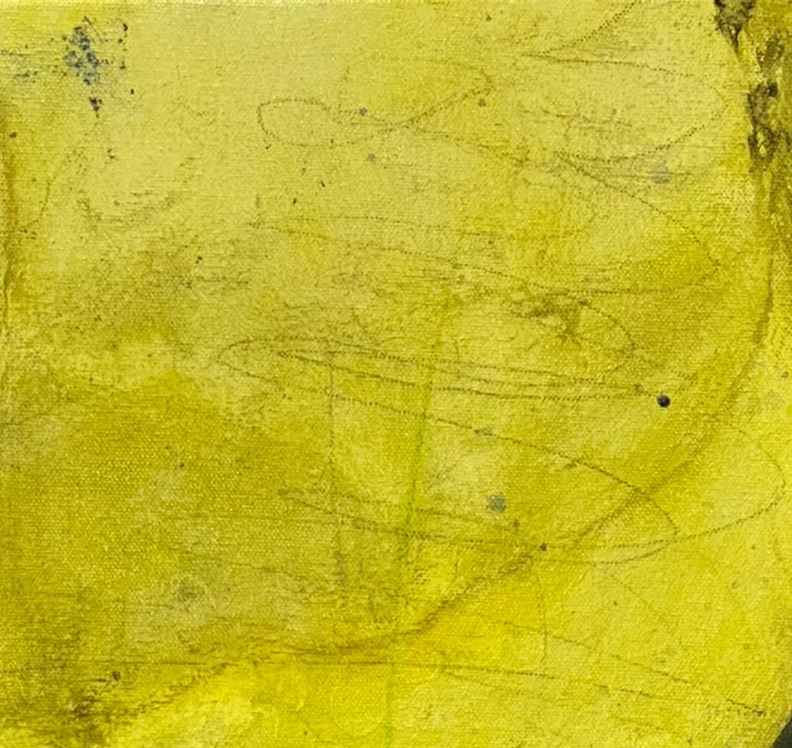 Variation 9, neon yellow, teal, neutral, nature inspired  - Painting by Juanita Bellavance 