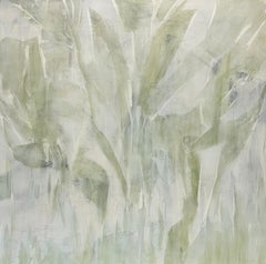 Quiete verticale - Quadro botanico astratto originale contemporaneo, 40 x 40