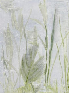 Wo sich die Stille sammelt 2 – Abstraktes botanisches Originalgemälde, Sage