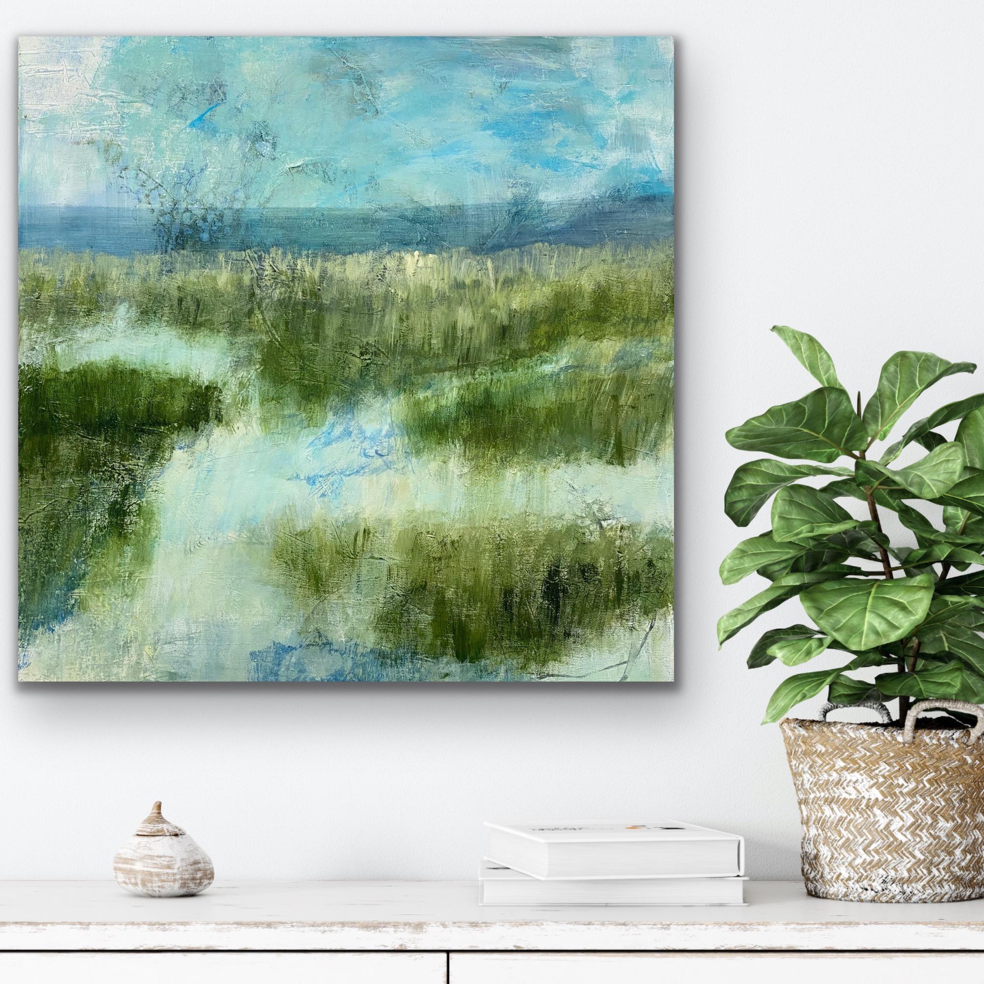 Where the marshes run low, abstract landscape, green and blue. Marshes For Sale 4