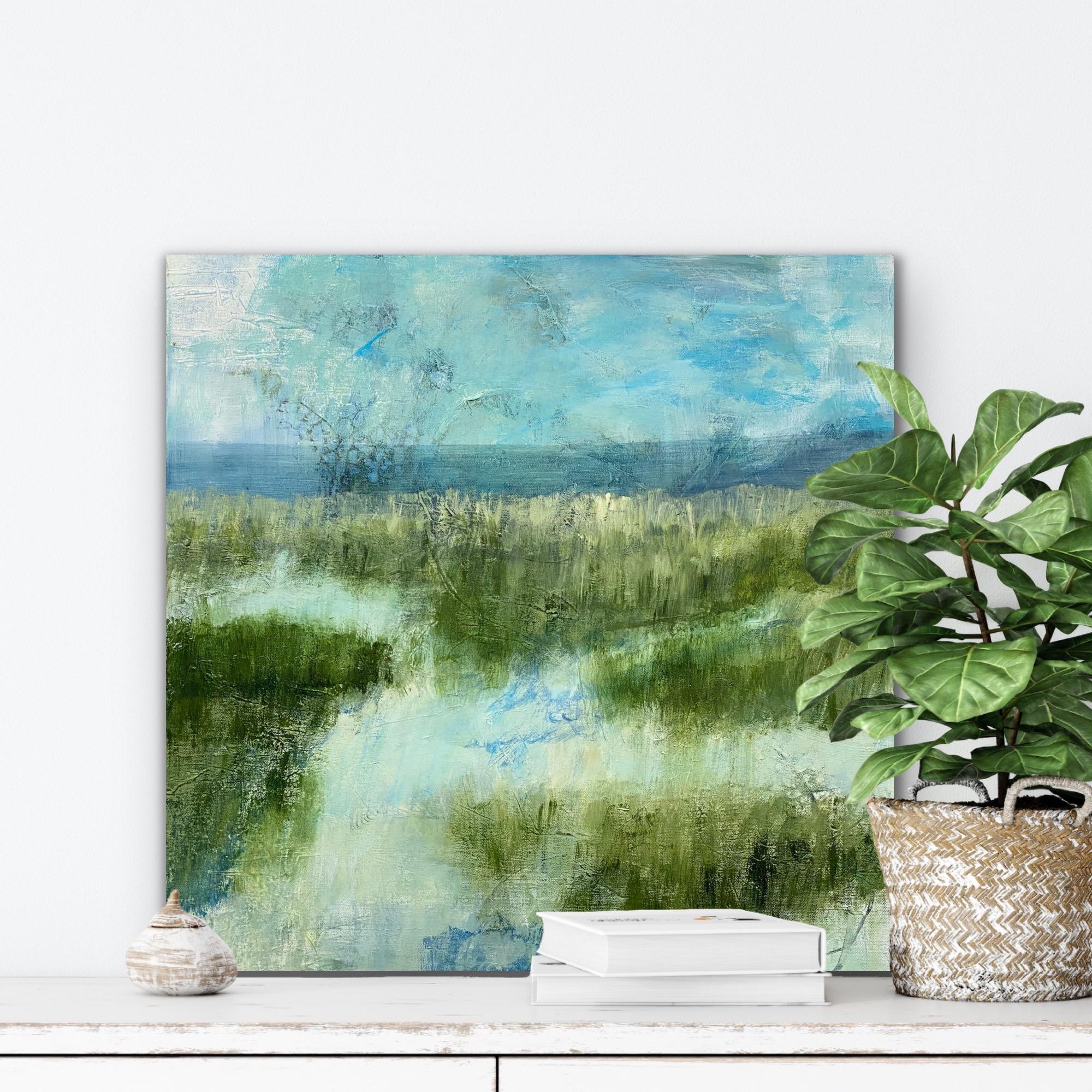 Where the marshes run low, abstract landscape, green and blue. Marshes For Sale 5