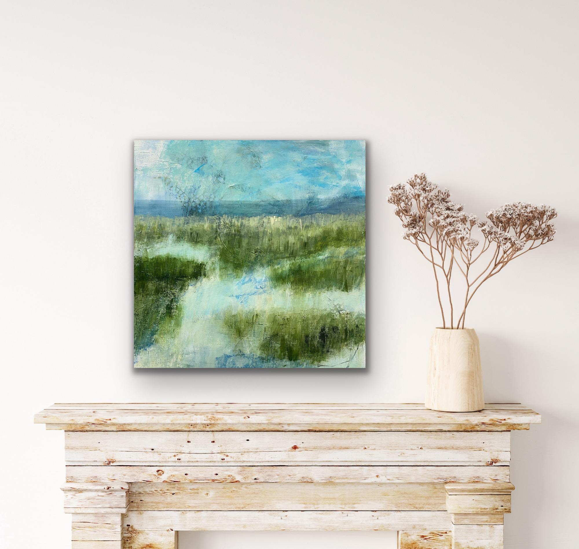 Where the marshes run low, abstract landscape, green and blue. Marshes For Sale 6