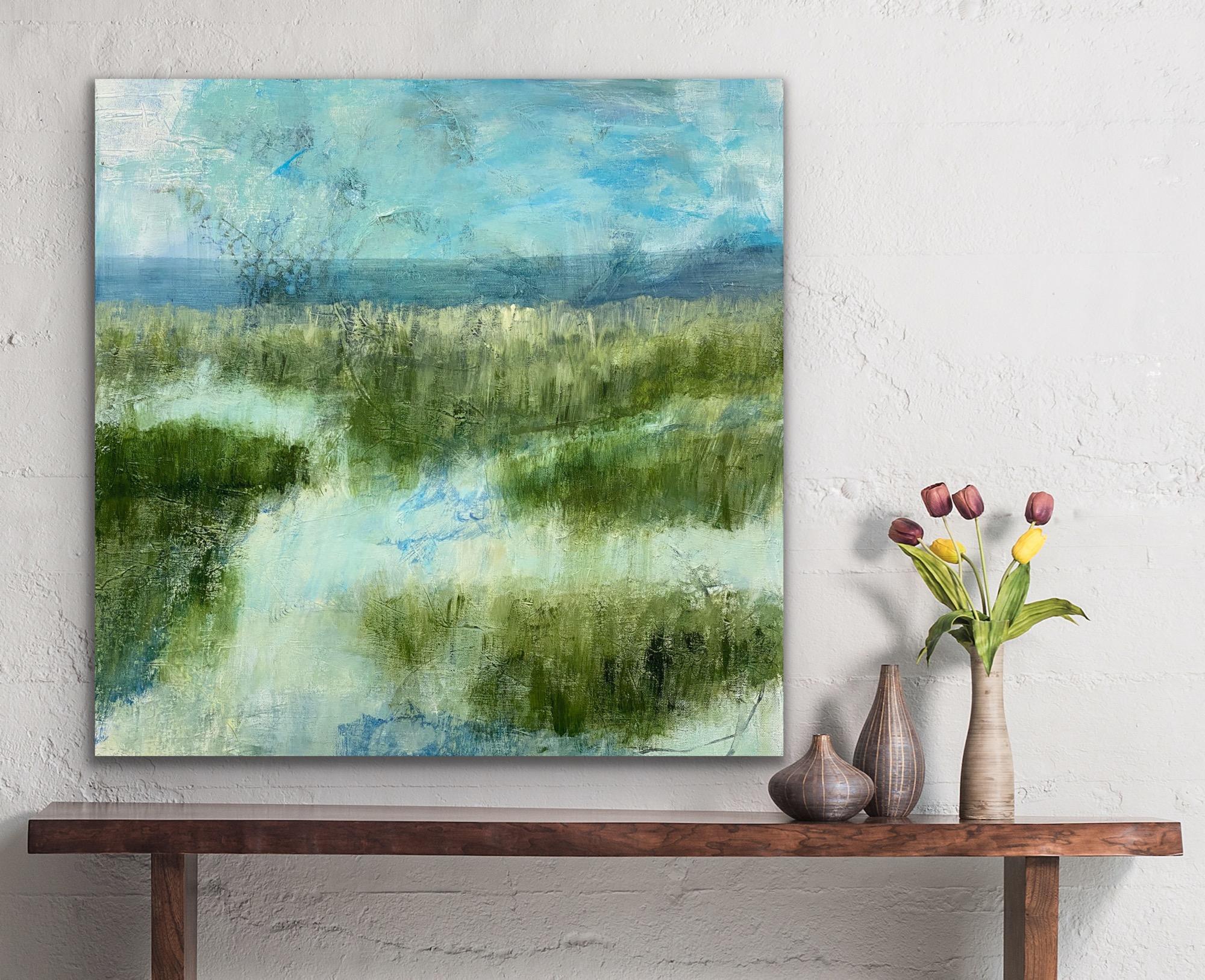 Where the marshes run low, abstract landscape, green and blue. Marshes For Sale 7