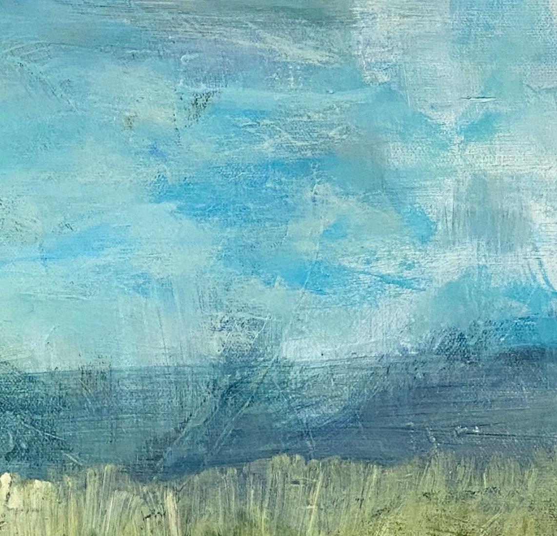 Where the Marshes run low, abstrakte Landschaft, grn und blau. Smpfe (Grau), Landscape Painting, von Juanita Bellavance 