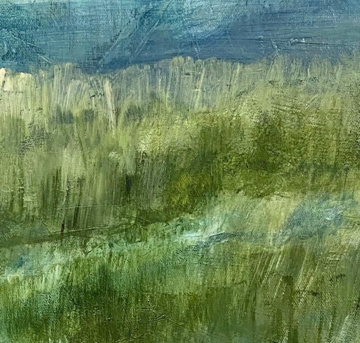 Where the marshes run low, abstract landscape, green and blue. Marshes - Abstract Impressionist Painting by Juanita Bellavance 