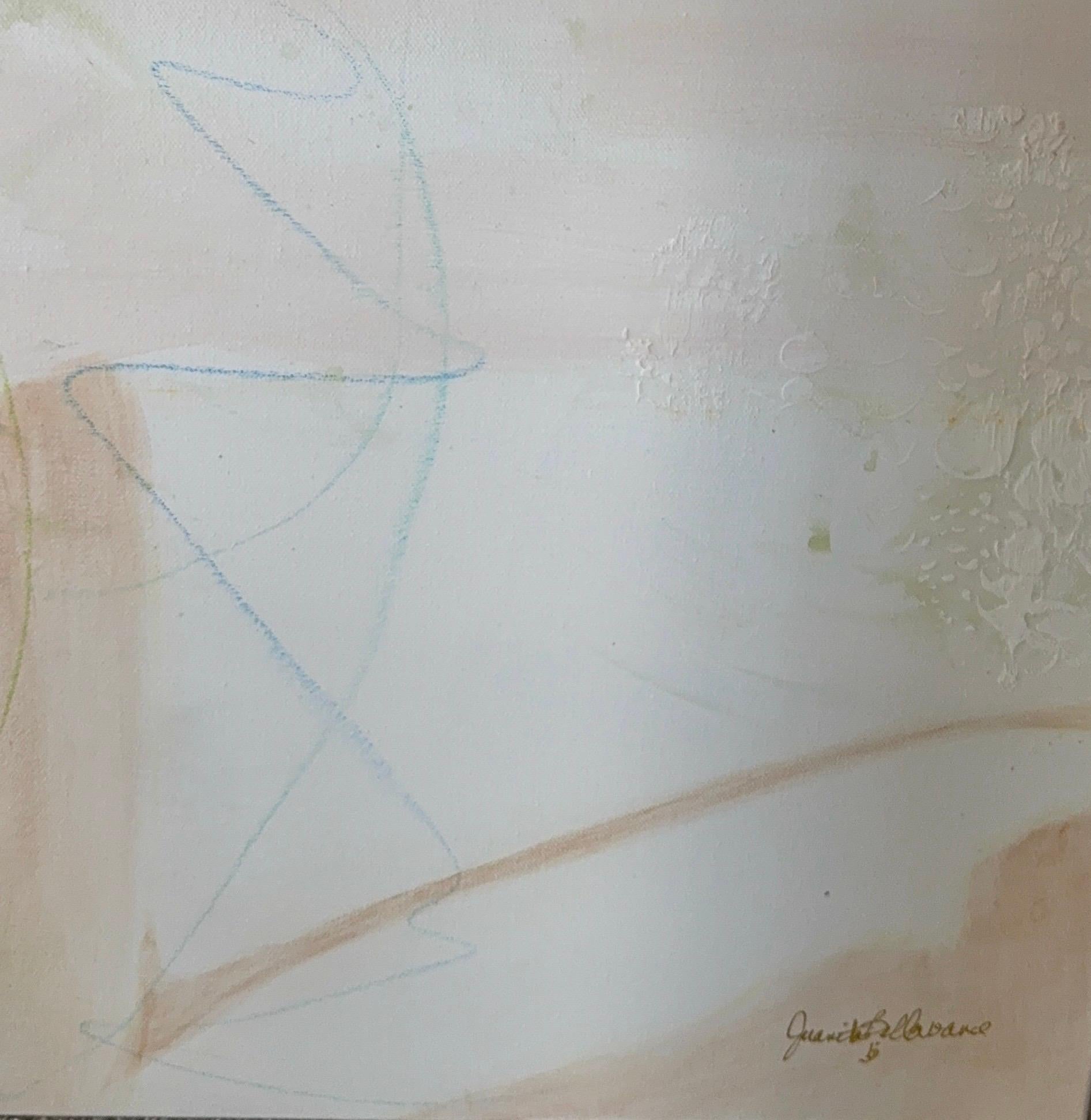 Cette peinture abstraite évoque une tendre quiétude, comme si le calme inspiré par la Nature lui-même faisait une pause pour expirer. Des formes douces et entrelacées dans des tons de terre sourds dérivent sur la toile comme des souvenirs - doux,