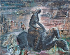 "Stubborn Horse II" Juanita Guccione, circa 1952 American Surrealist Painting