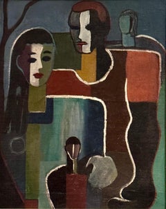 "The Faces We Wore" WPA Family American Scene Figurative Abstract Woman Artist
