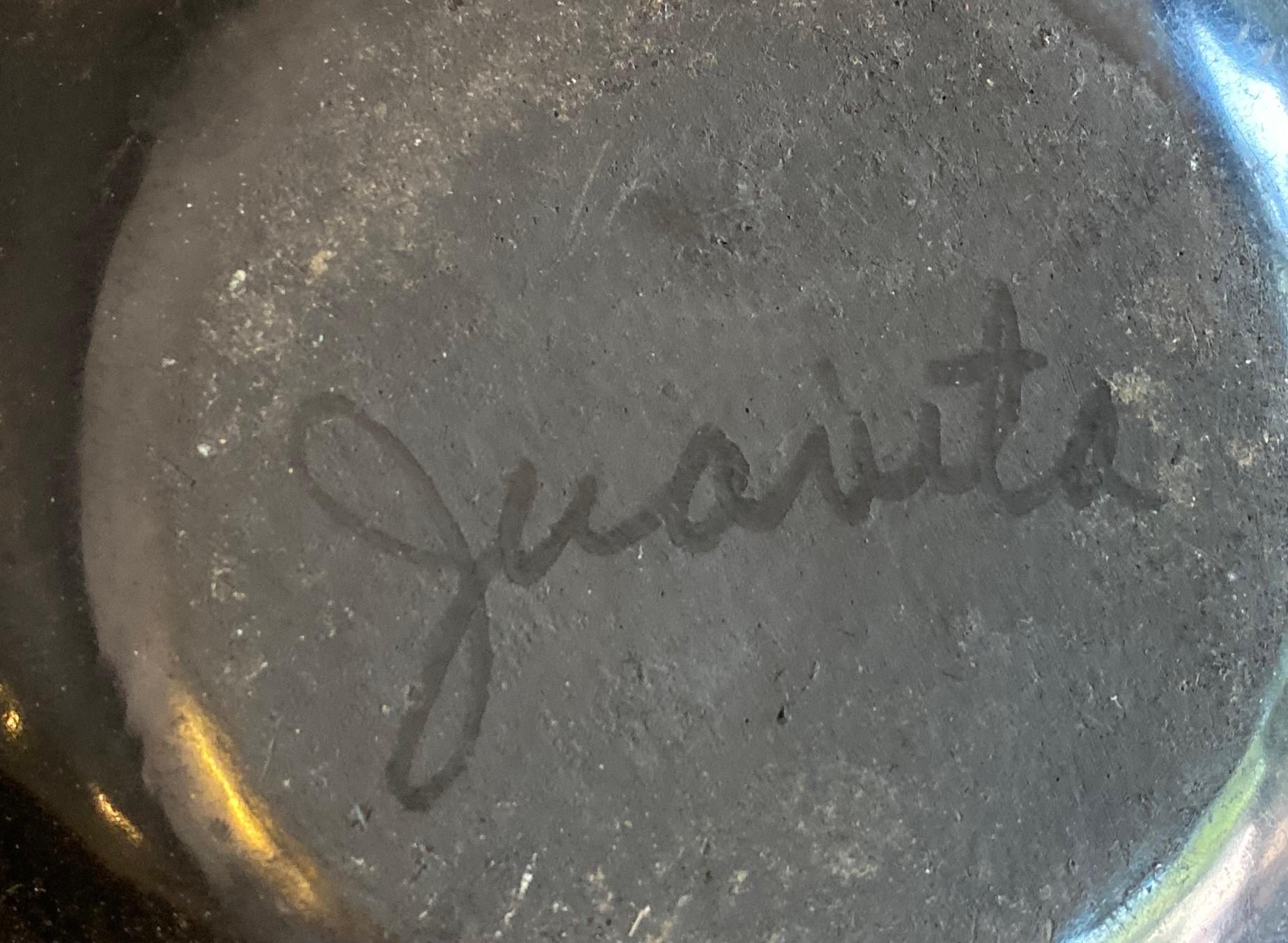 Juanita Montoya Pena Signed San Ildefonso Pueblo Blackware Pottery Bowl Vase For Sale 10