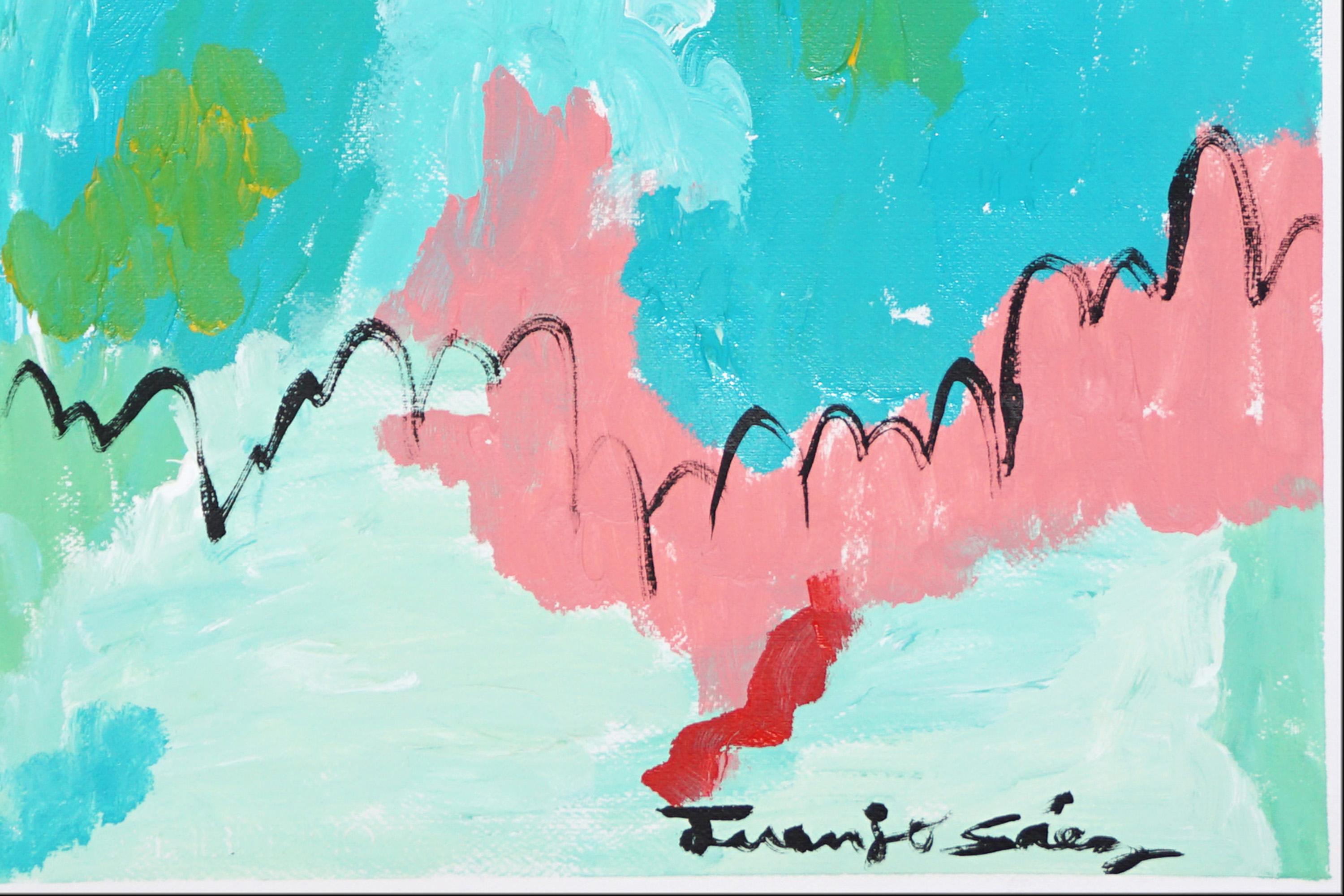 A Star in Your Path, Faux Naïf, Expressionistische Malerei in Vivid Tones auf Papier im Angebot 3