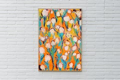 A Womans Dress, White Tulips Patterns, Acrylic Painting on Watercolor Paper