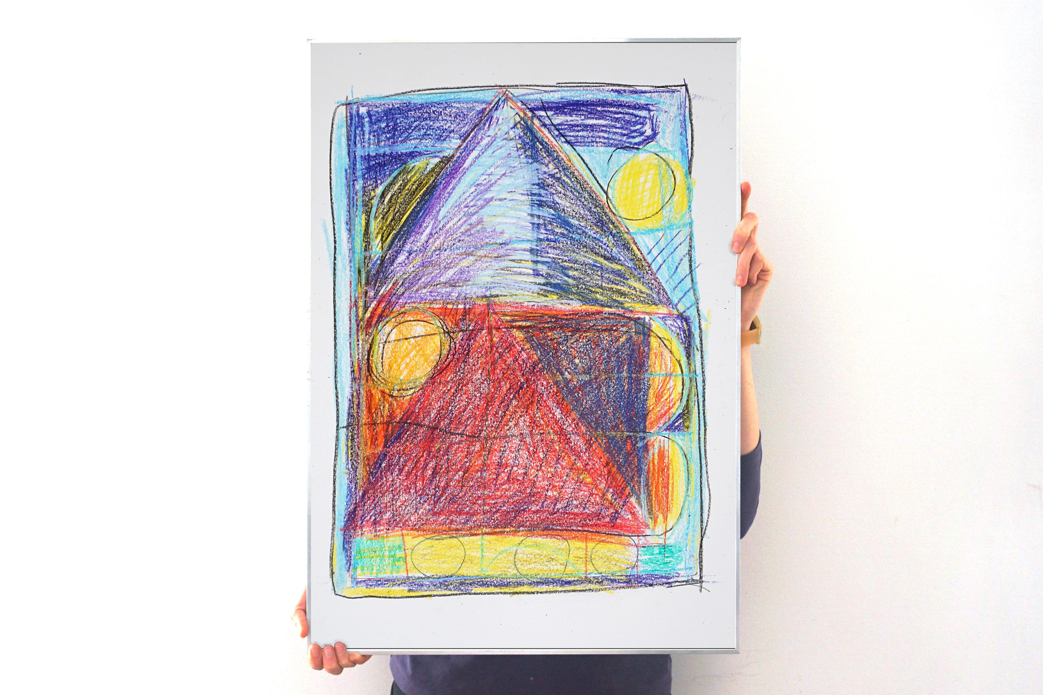 Architecture and Landscape, Dark Tones, Expressionist Drawing Gestures, Paper - Painting by Juanjo Saez