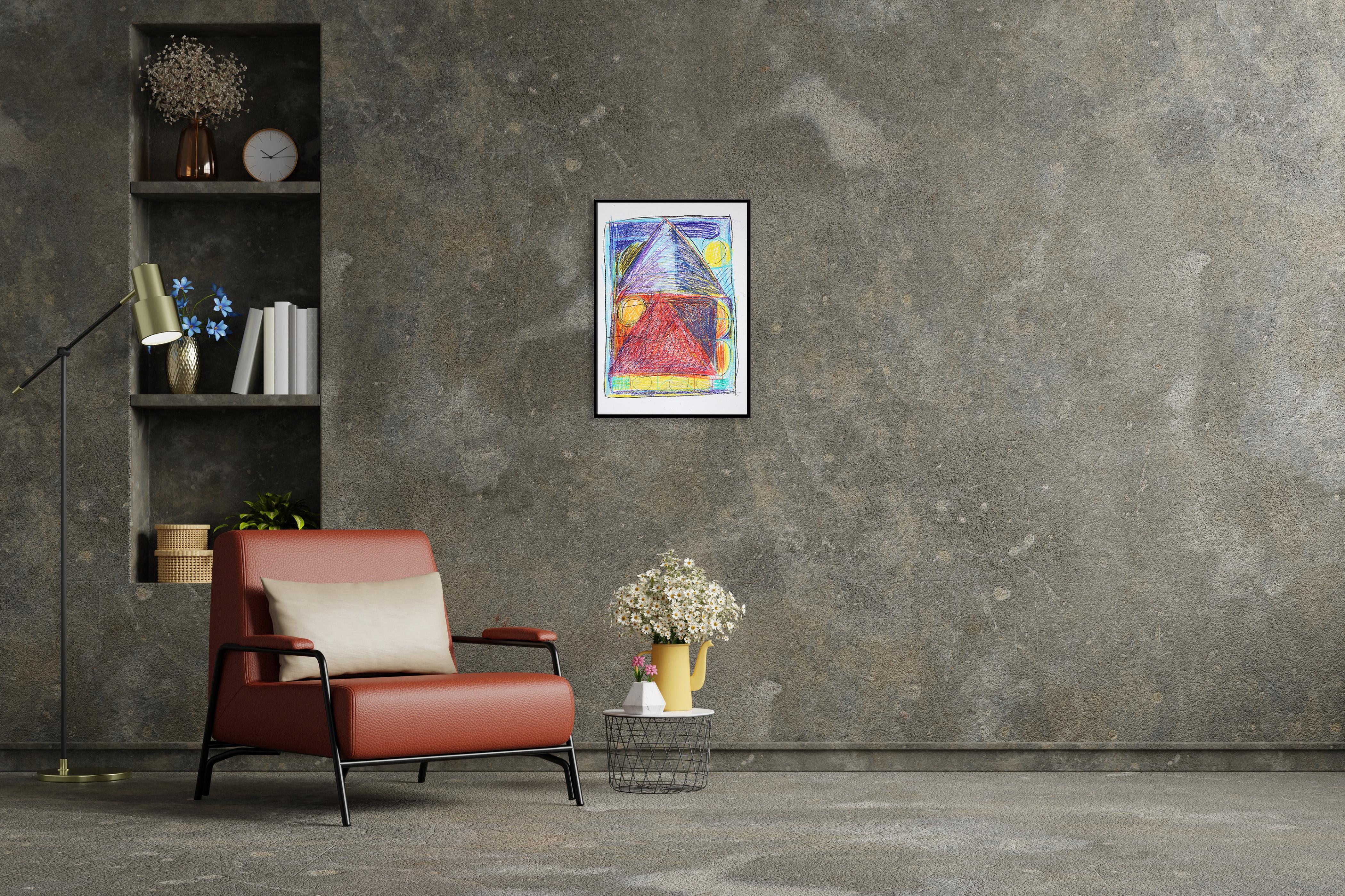 Architecture and Landscape, Dark Tones, Expressionist Drawing Gestures, Paper For Sale 1
