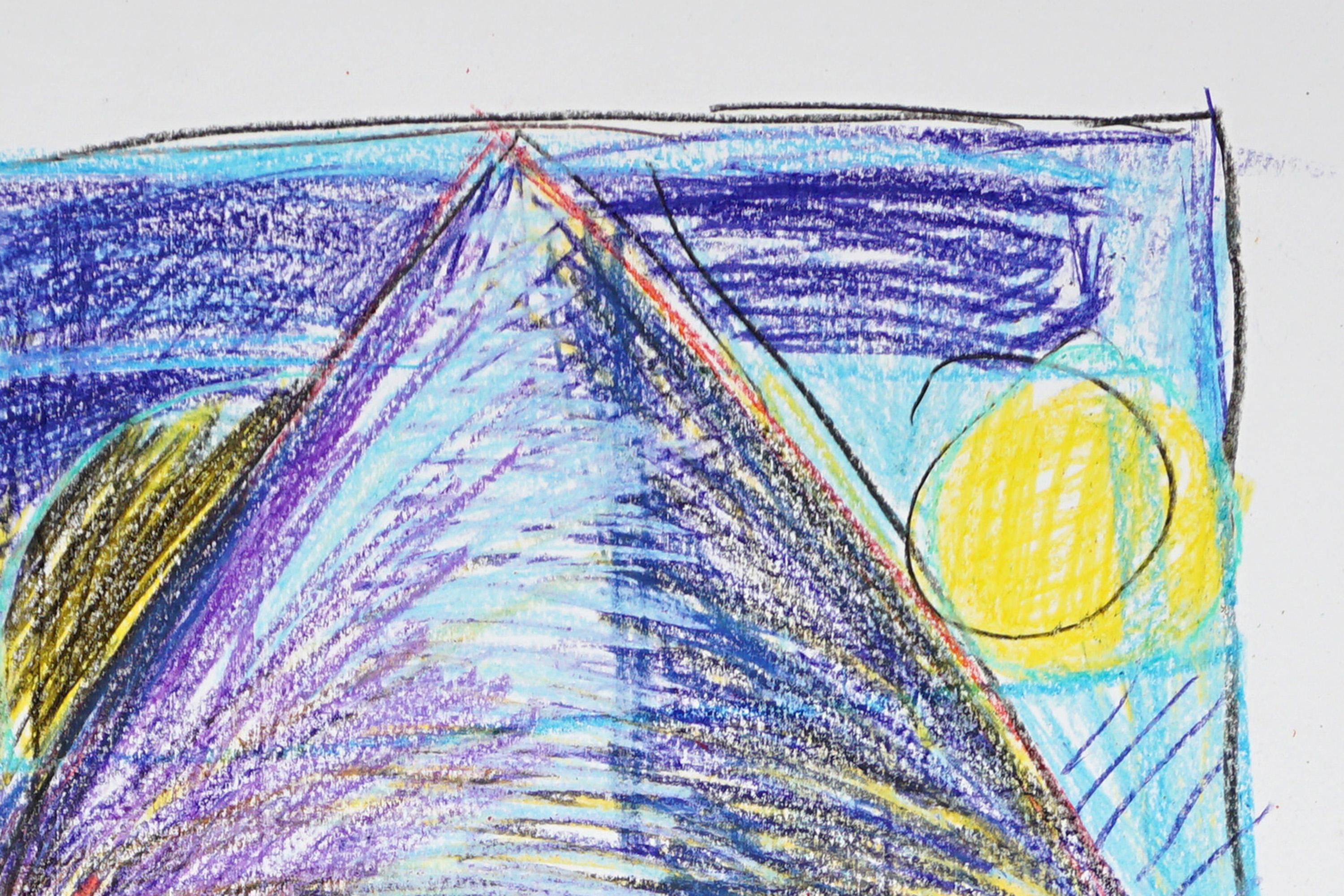 Architecture and Landscape, Dark Tones, Expressionist Drawing Gestures, Paper For Sale 3