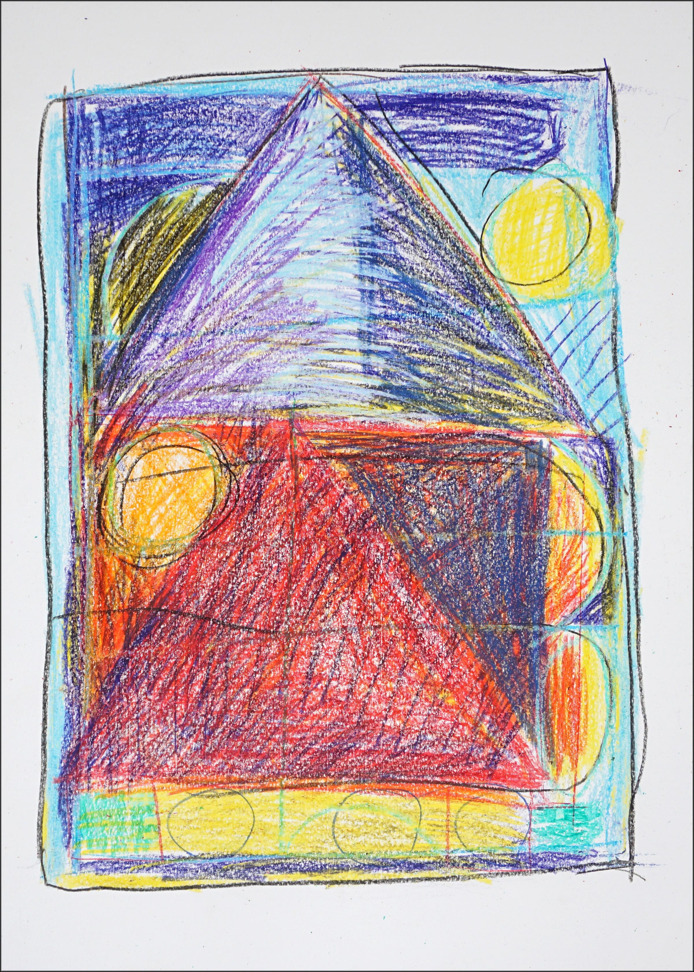 Juanjo Saez Landscape Painting - Architecture and Landscape, Dark Tones, Expressionist Drawing Gestures, Paper