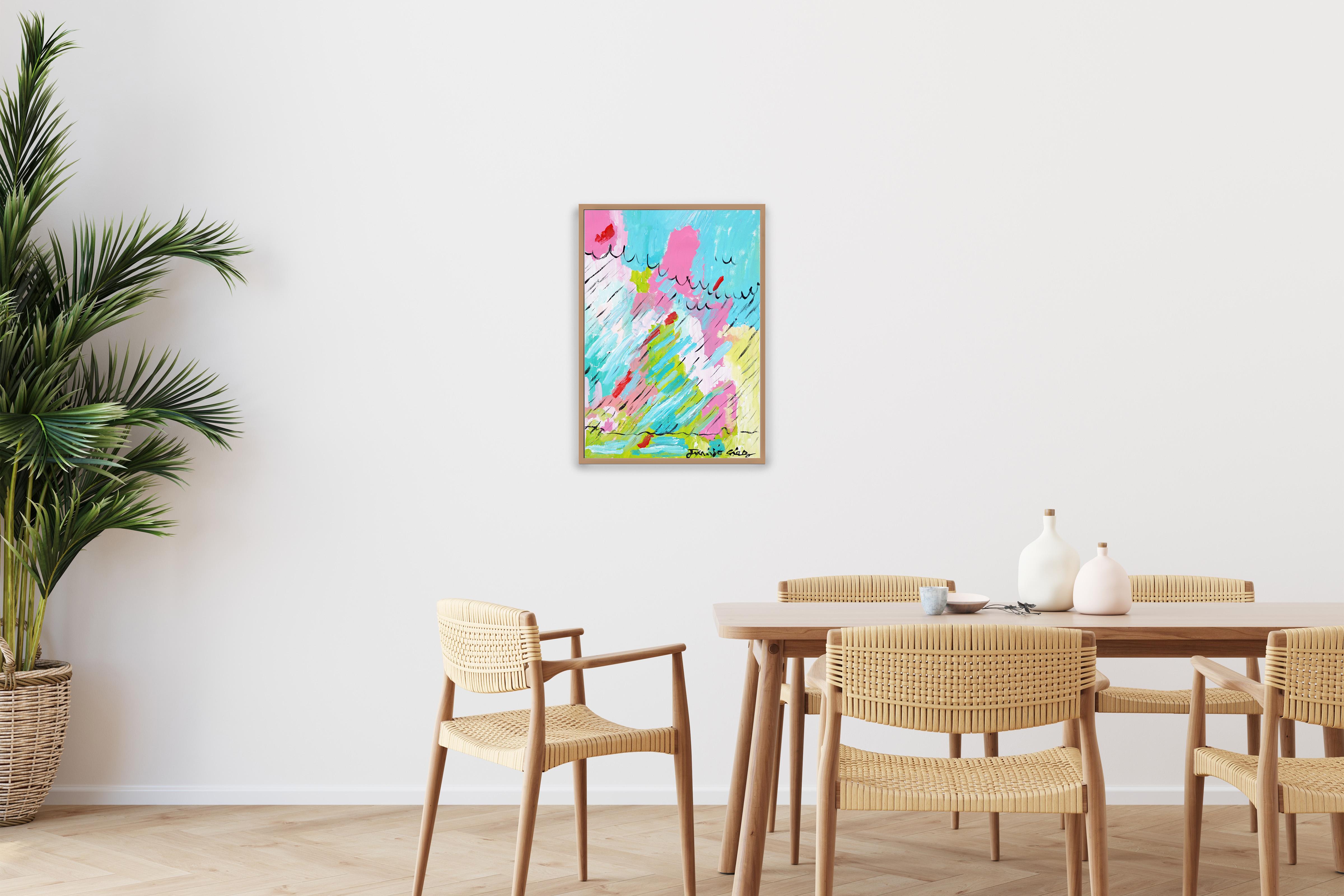 Brainstorming, Vivid Tones Abstrakte Landschaft, Vigorous Pinselstriche auf Papier (Amerikanischer Impressionismus), Painting, von Juanjo Saez